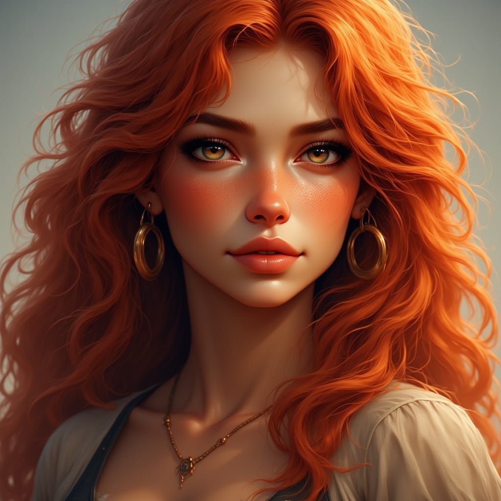 Portrait of a Woman with Red-Orange Hair