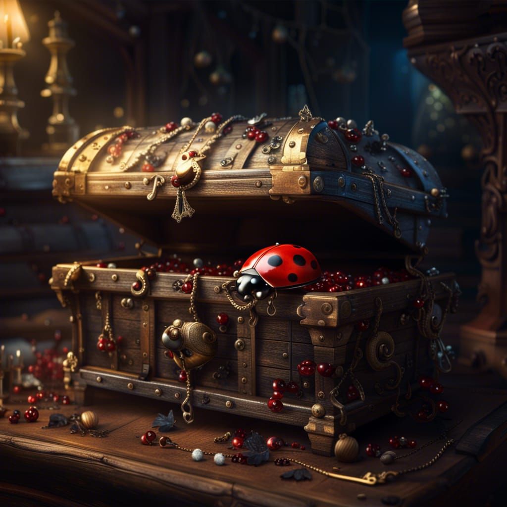 Ladybug Finds Treasure: Epic Cinematic Digital Art