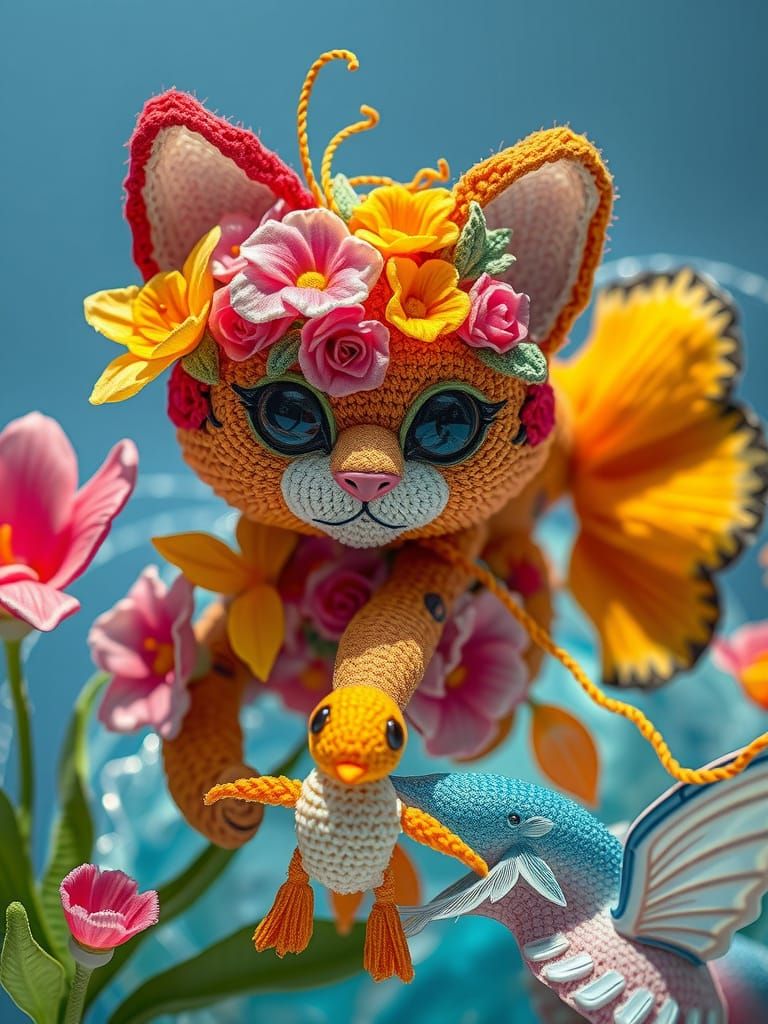 Animals Reimagined: A Floral Cat and Lava Jellyfish
