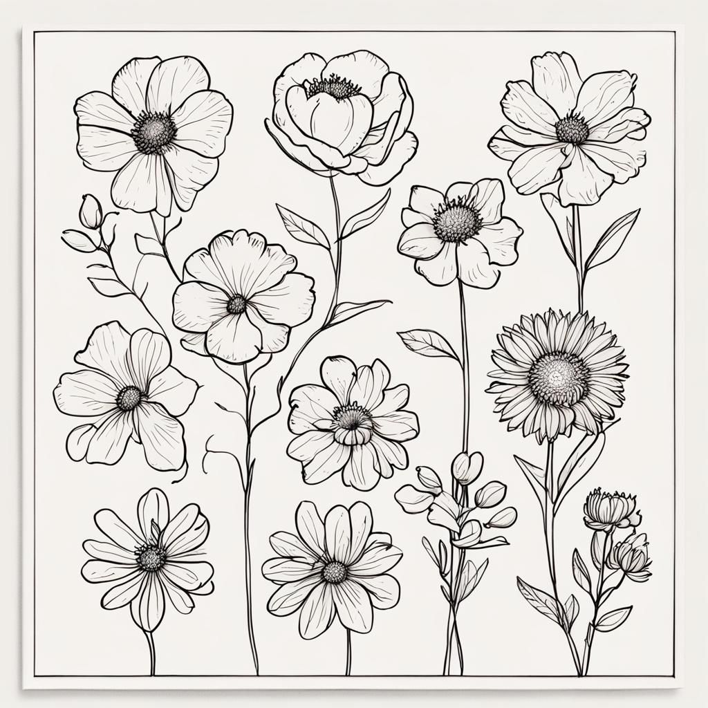 Birth Flowers Line Art: August to May