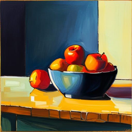 Abstract Bowl of Fruit Still Life