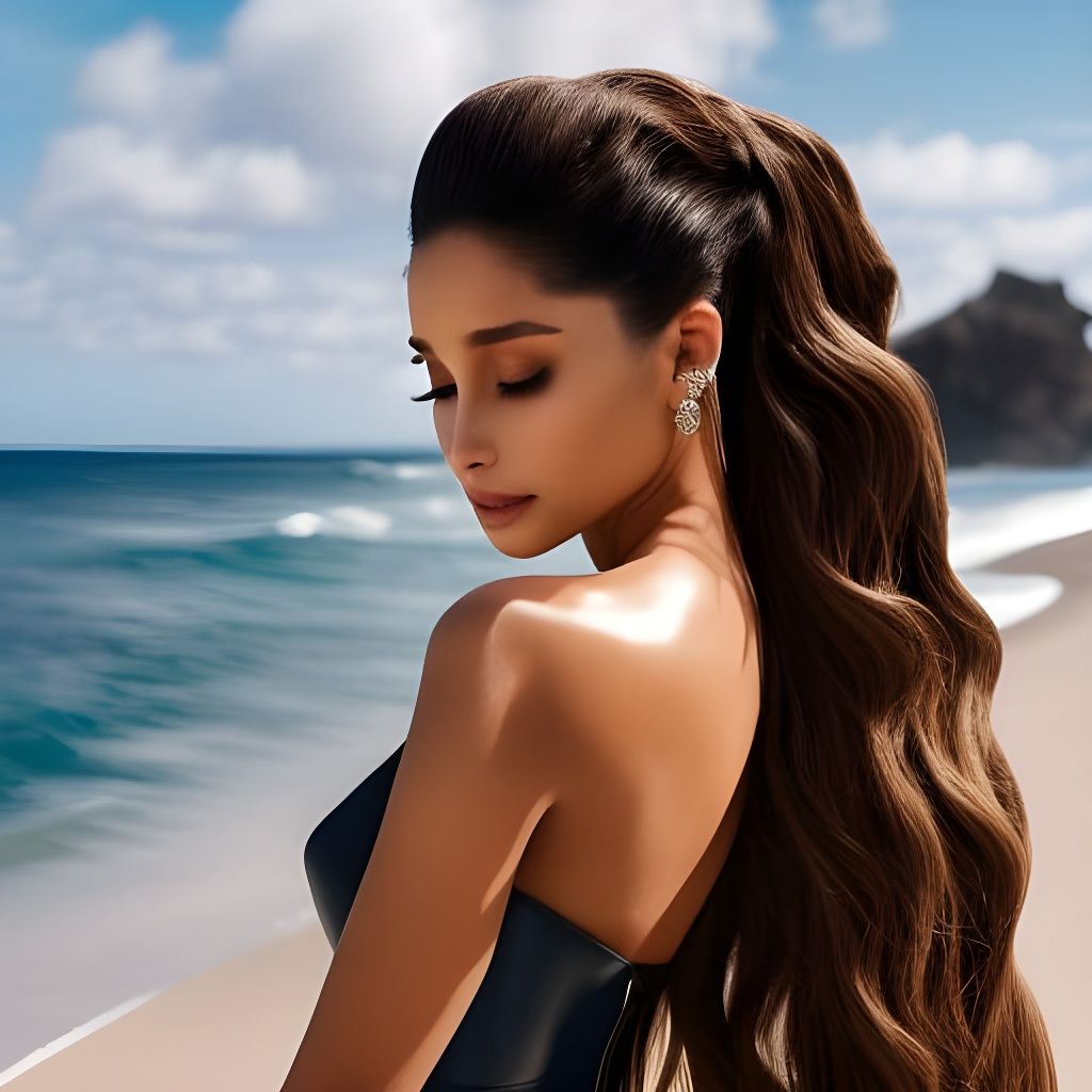 Hyperrealistic Portrait of a Woman on a Beach