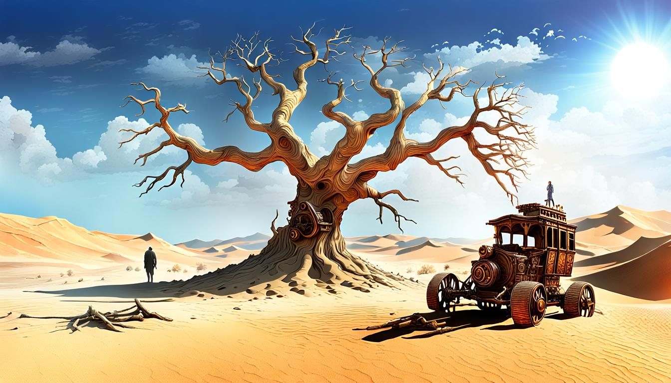 Desert Hermit with Bionic Leg in Steampunk Astral Style