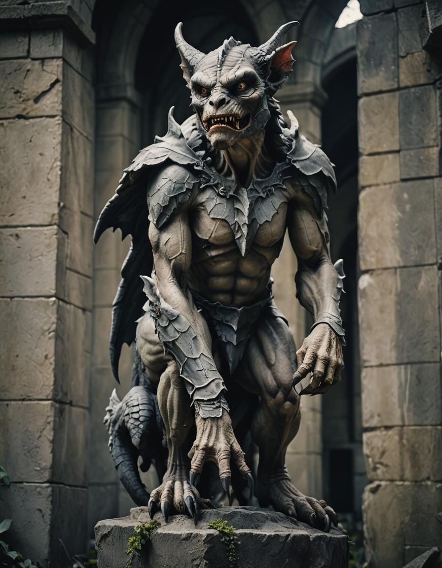 Savage Female Gargoyle Portrait in a Cinematic Style