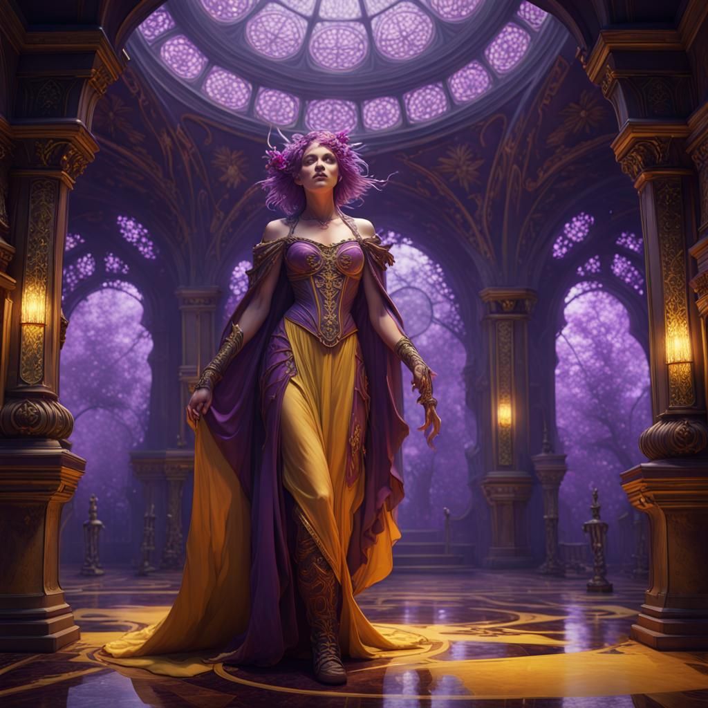 Dark Fantasy Masterpiece in Art Nouveau Style