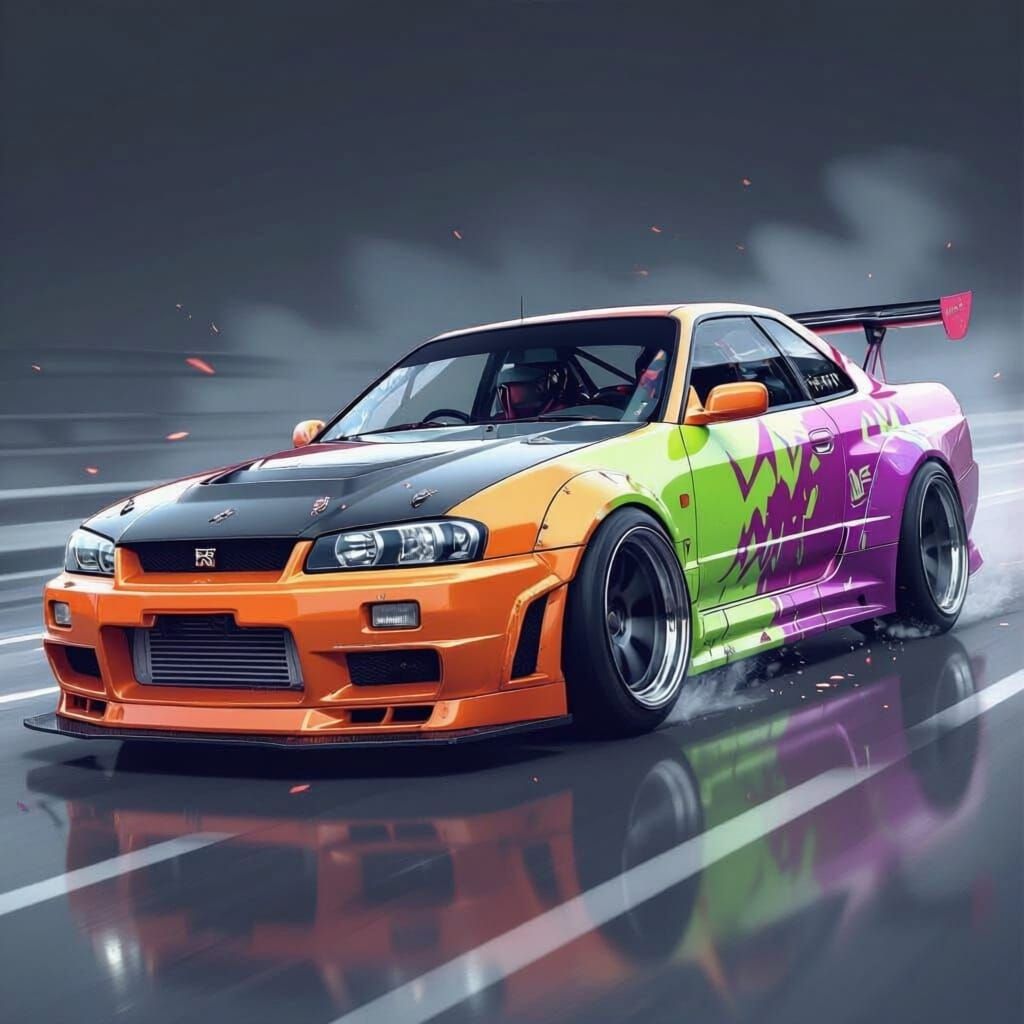 Asymmetrical 1995 Skyline Supra Drift Car