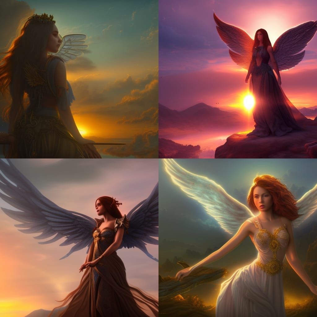 Angel in Sunset: Fantasy Concept Art