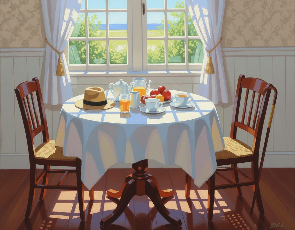 Sunlit Breakfast Still Life Painting