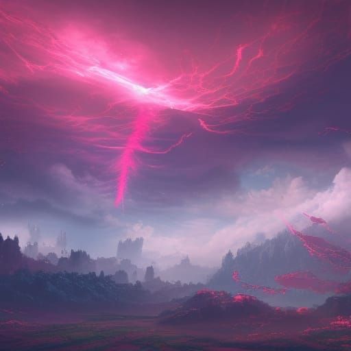 Pink Energy Sky: Fantastical Concept Art