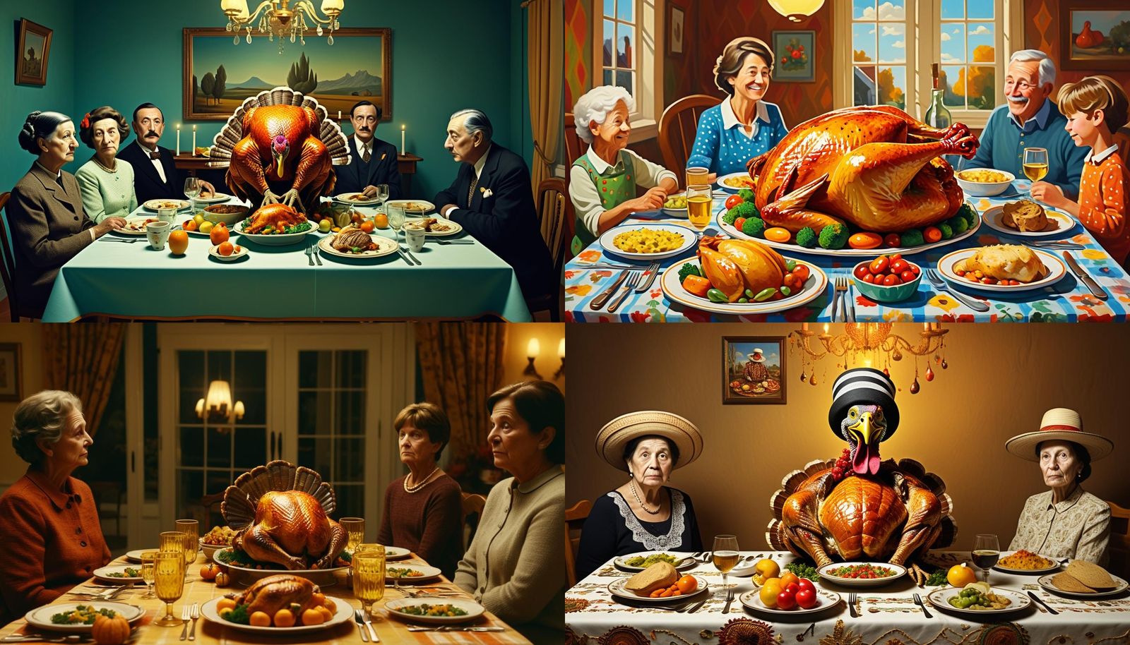Humorous Thanksgiving Dinner with Human Turkey
