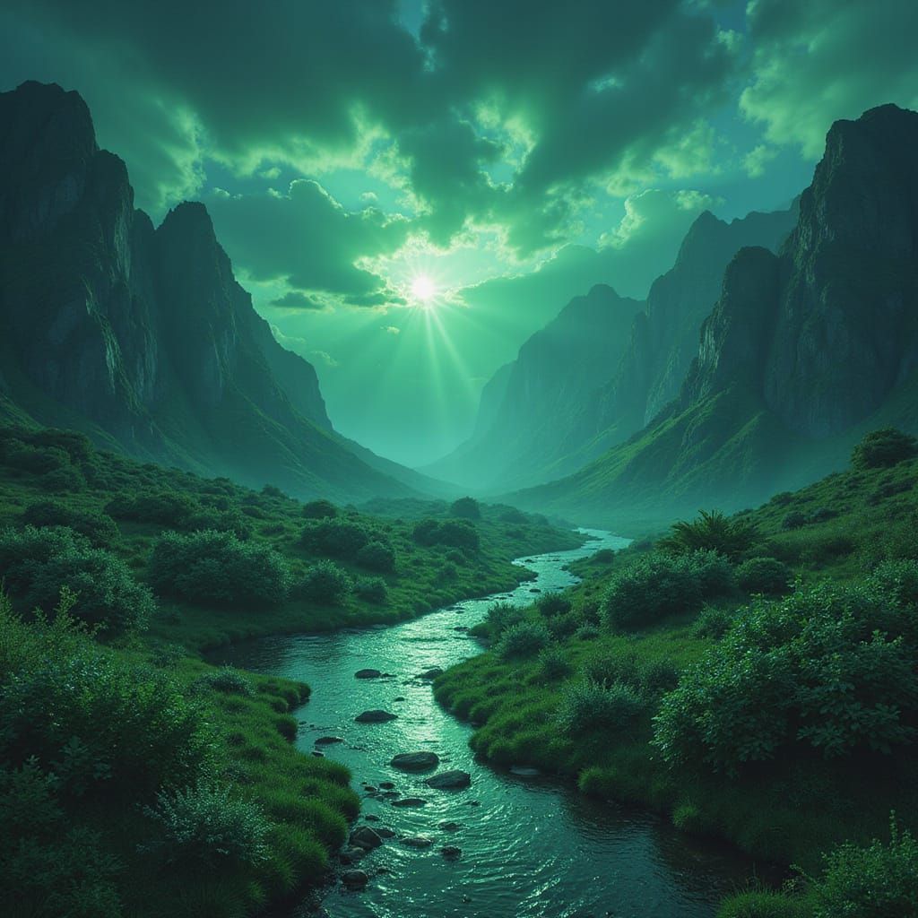 Priceless Emerald in Bright Metallic Landscape