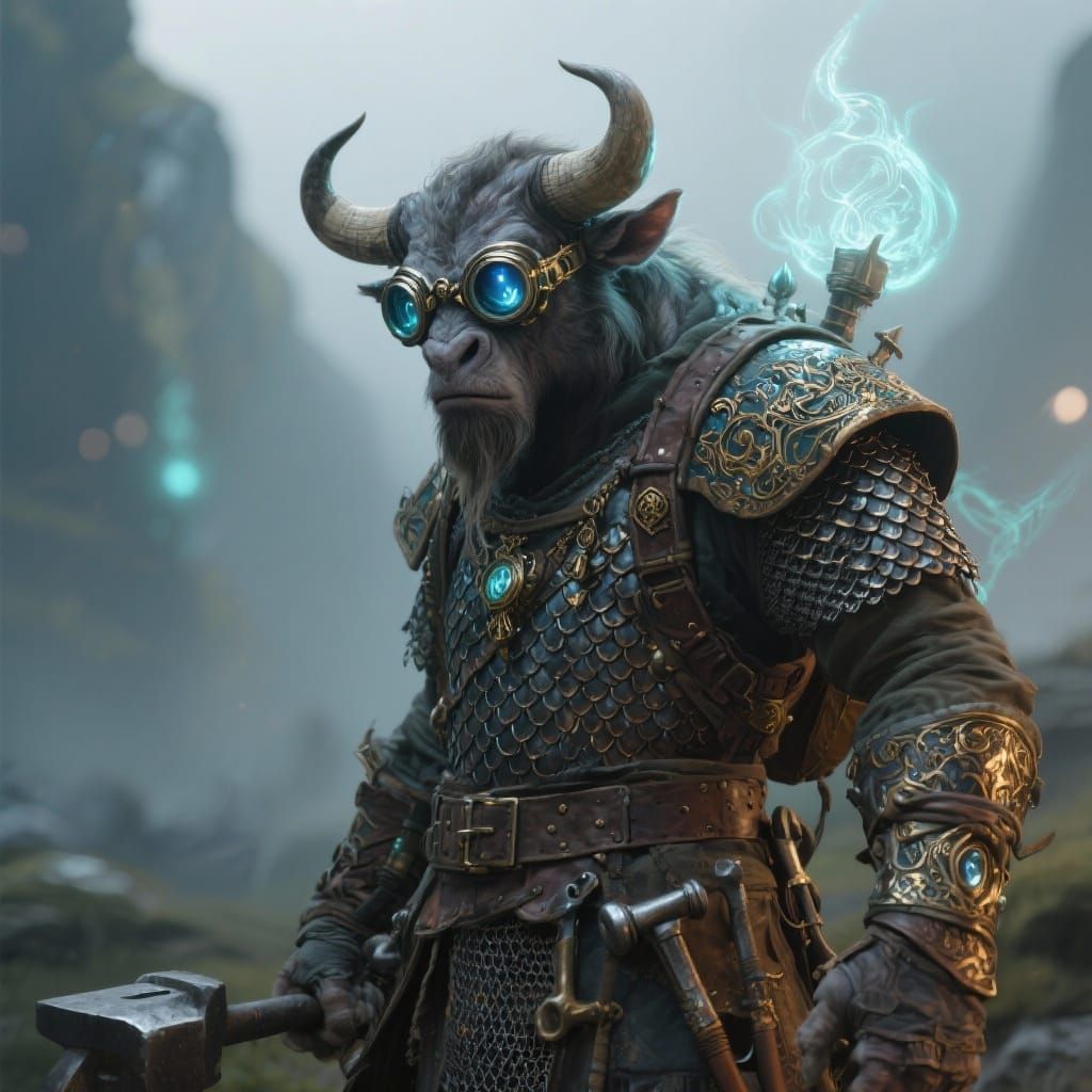 Minotaur Artificer with Magical Goggles