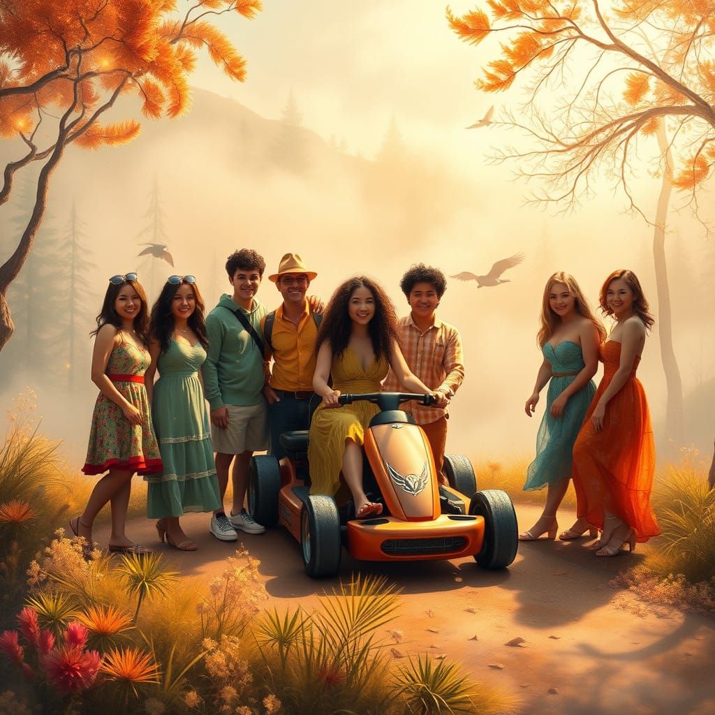 Whimsical Friends Celebrate in Dreamy Land of Wonder