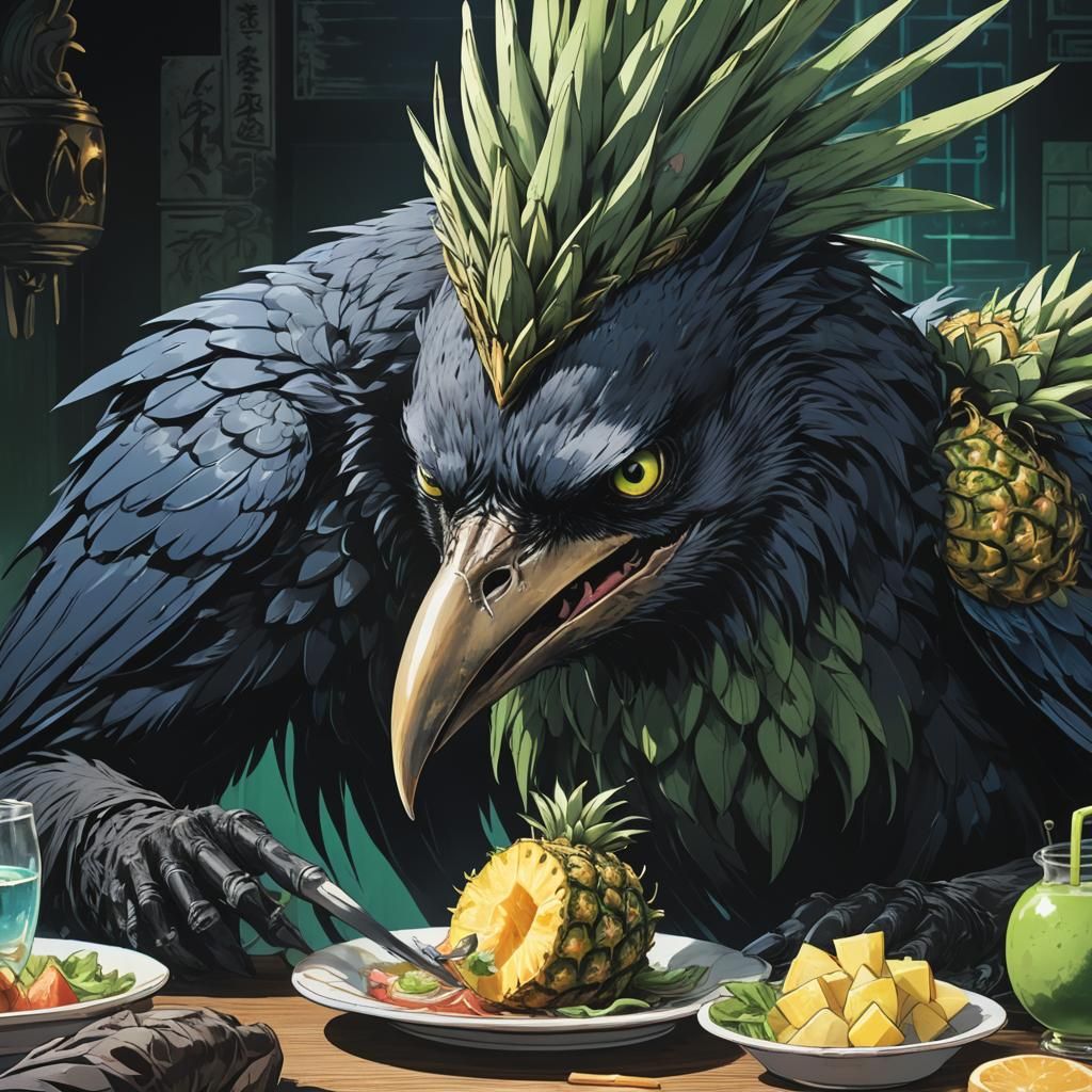 Dark Fantasy Anime: Crow Creature Devouring Human Head