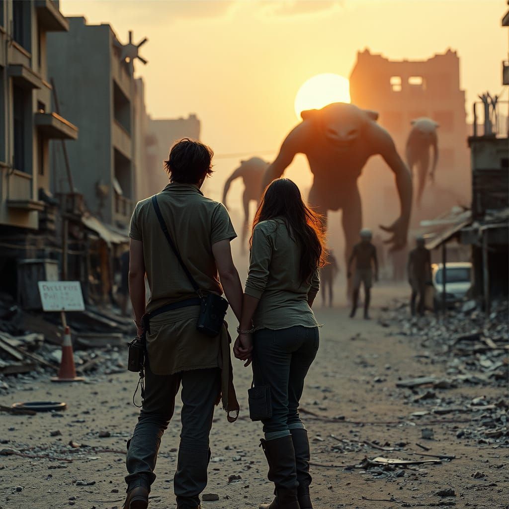 Survivors Stand Against Mutant Horde in Ruined City