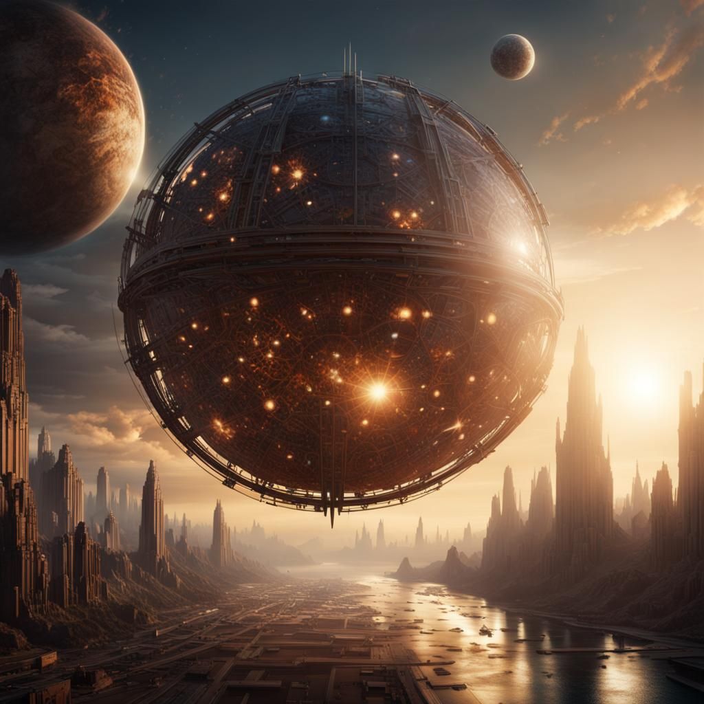 Dyson Sphere Captures Sun's Energy: Digital Matte Painting