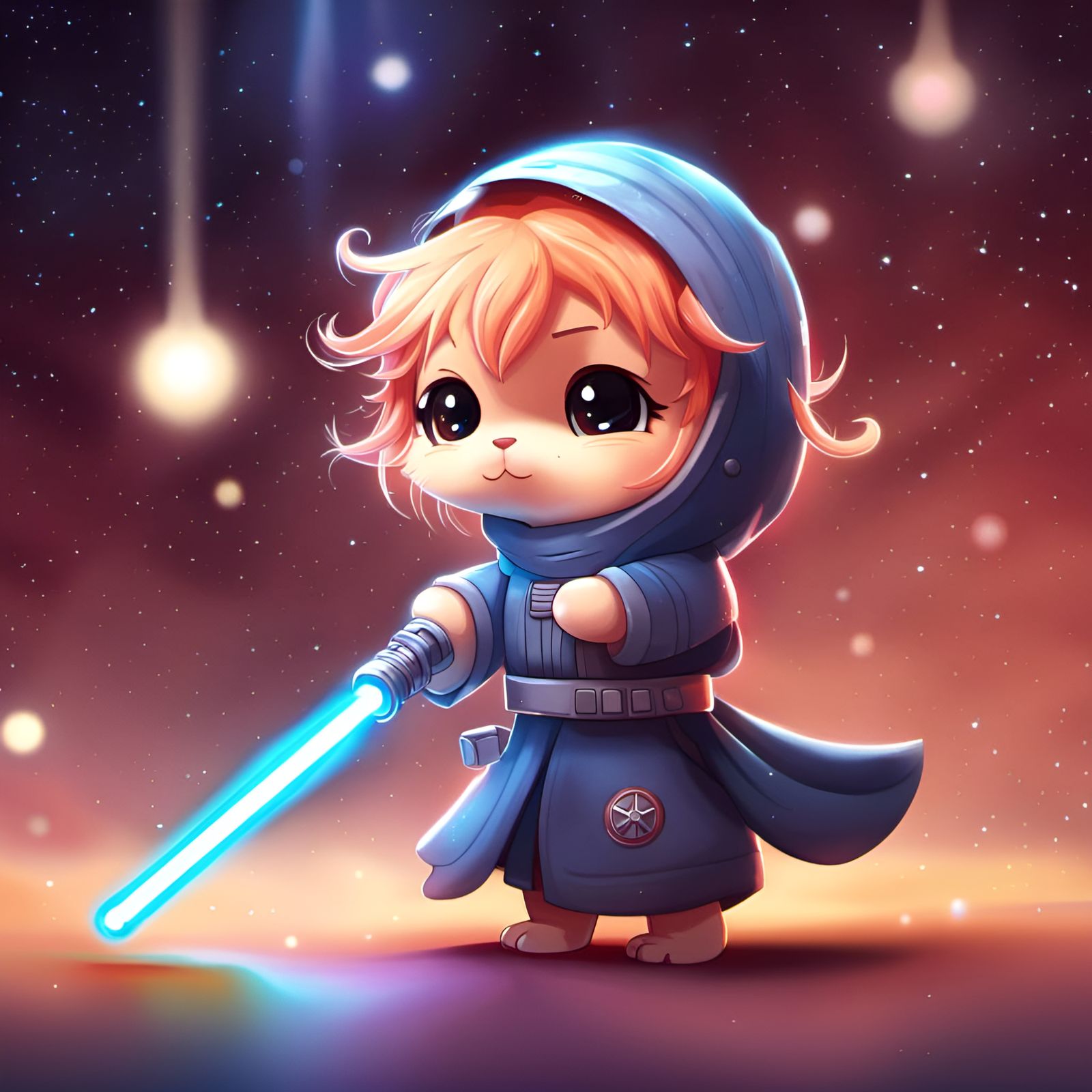 Chibi Starfish Jedi Character Illustration