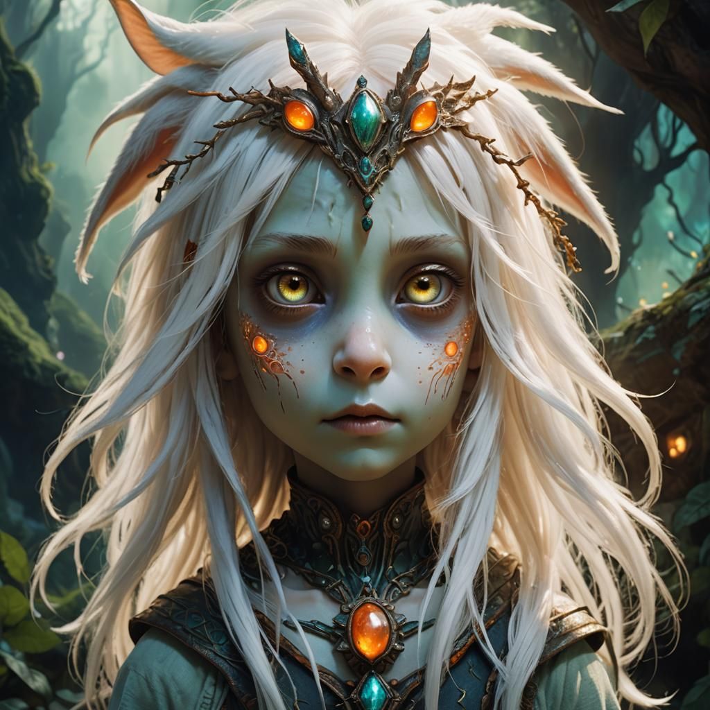 Rabbit-Faced Alien Child in Fantasy Matte Painting