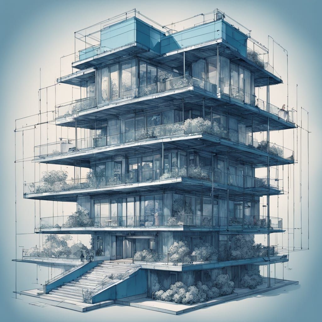 Isometric cutaway blueprint of a dream structure