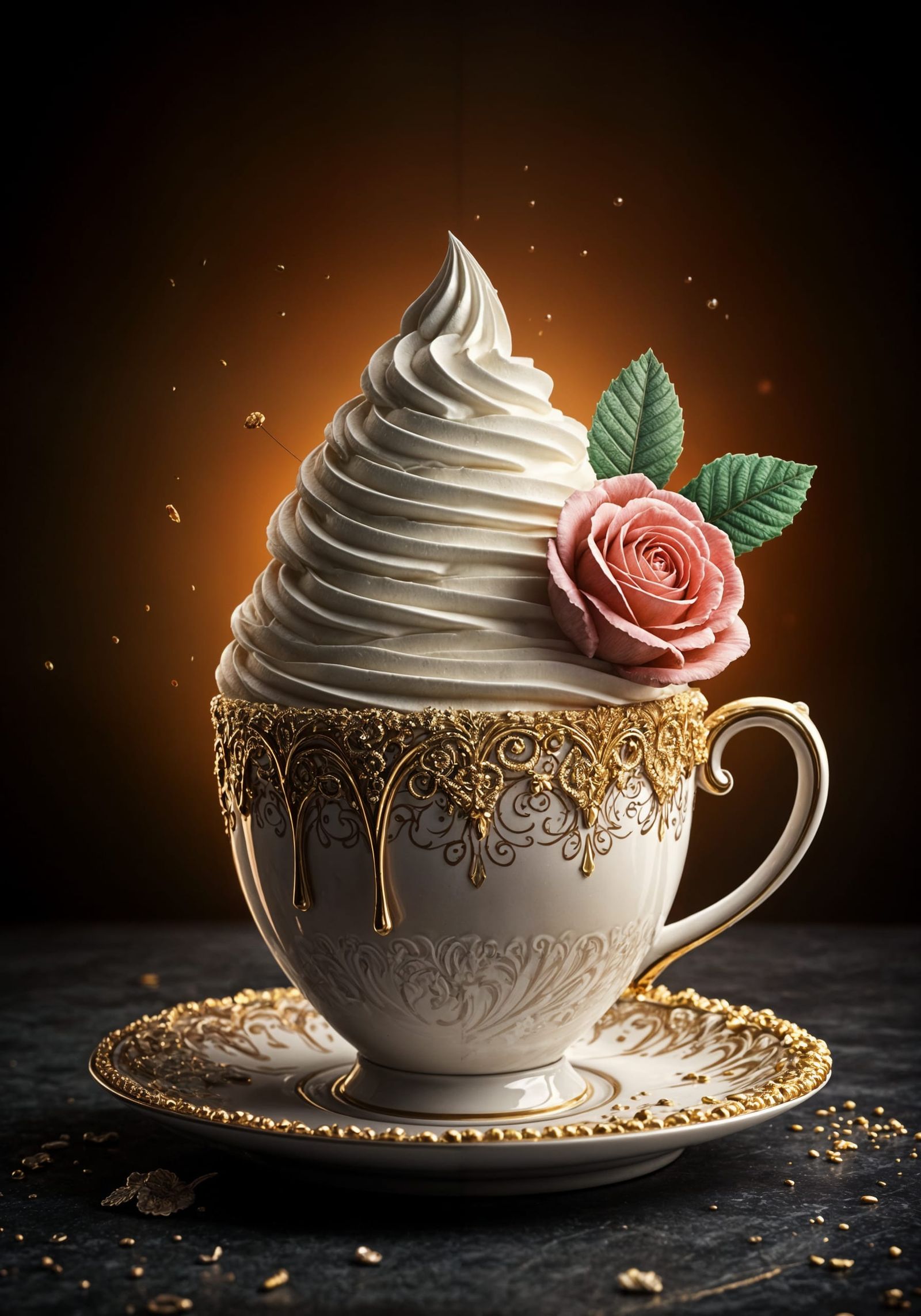 Extravagant Coffee Whipped Cream Floral Art