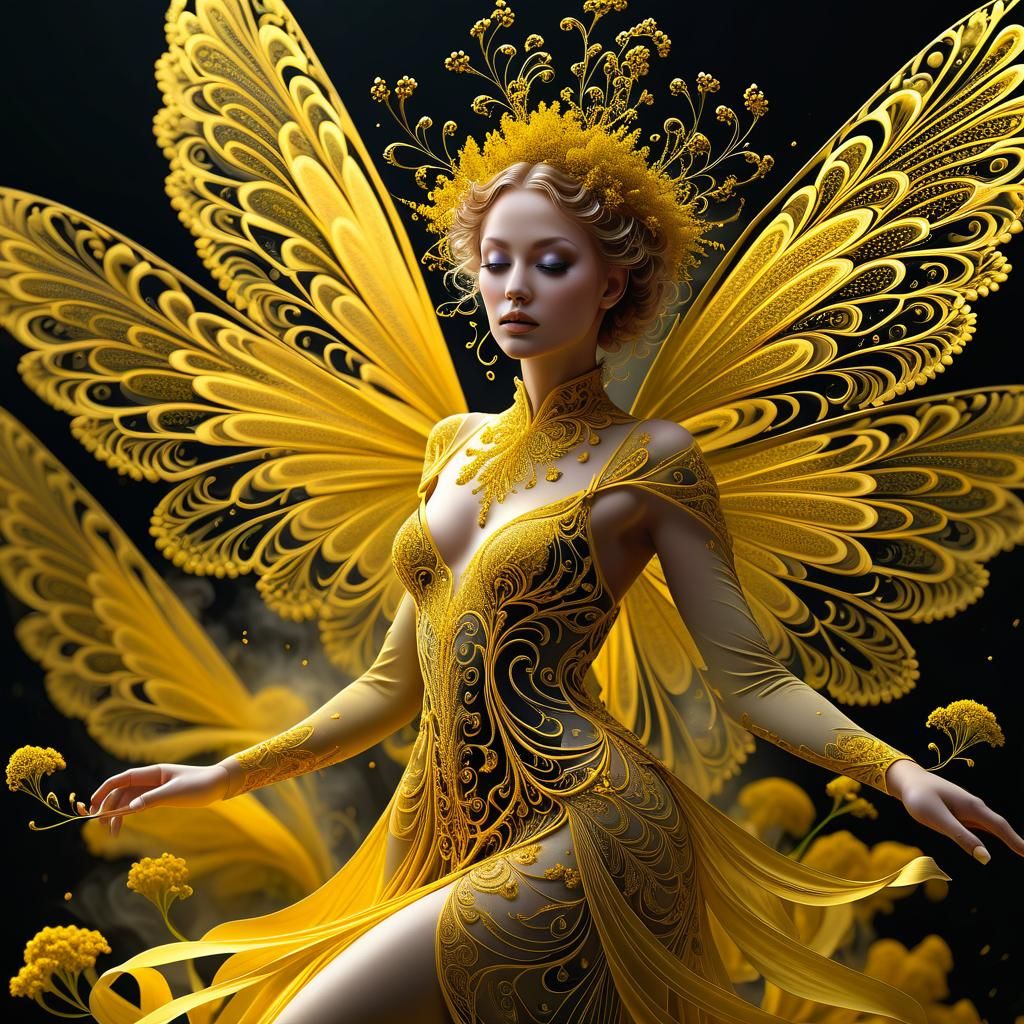 Goldenrod Fairy in Gothic Kinetic Pointillism