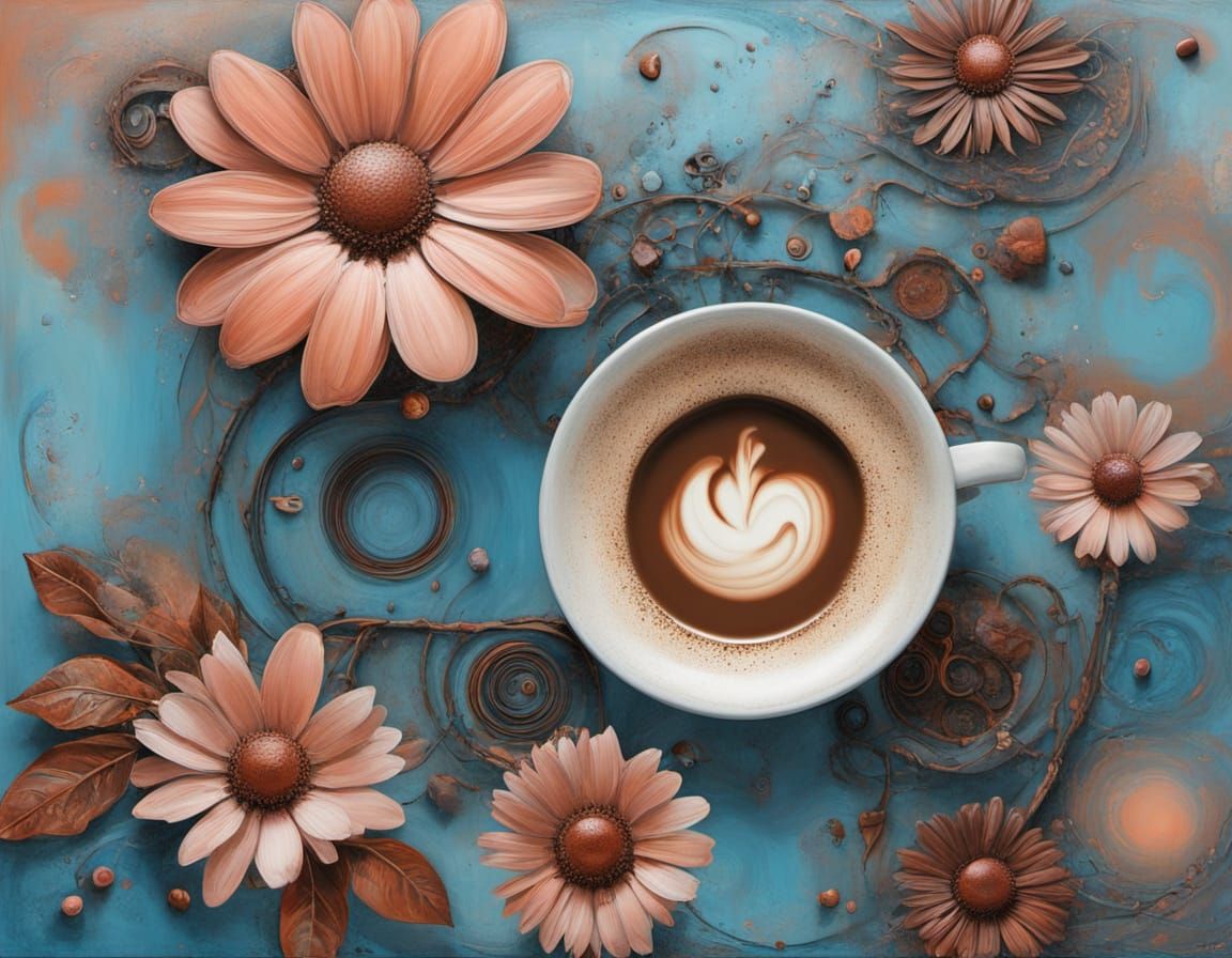 Abstract Surrealism Cyberpunk Painting of Floral and Crow El...