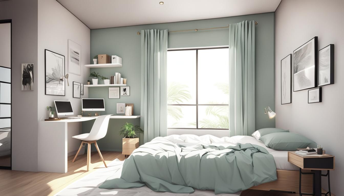 Minimalist Bedroom in Anime Manga Style