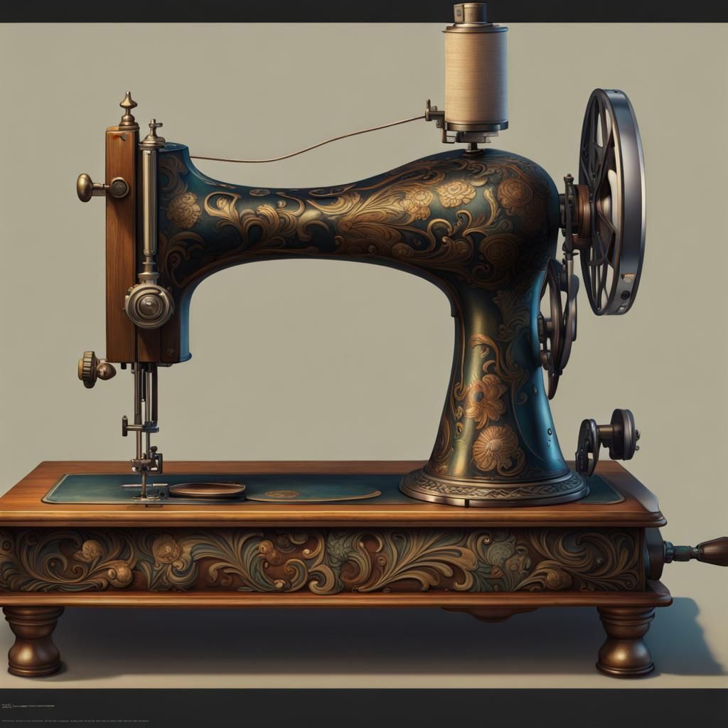 Antique Sewing Machine in Art Nouveau Style