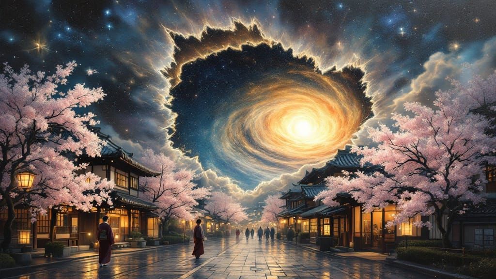 Cosmic Tear Reveals Edo-Period Tokyo as Oil Painting