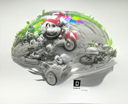 Mario Kart Brain Helmet Digital Rendering