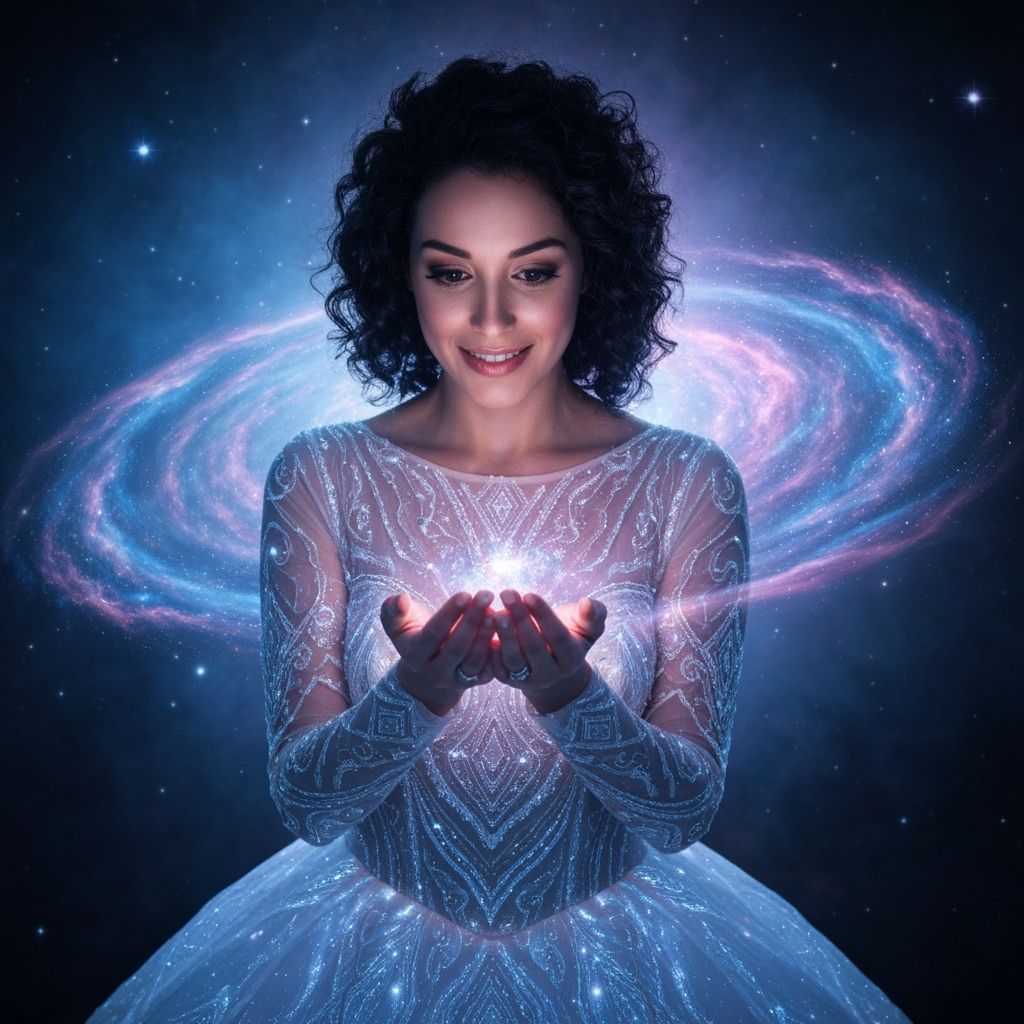 Woman Holding Nebula: Cosmic Portrait Photography