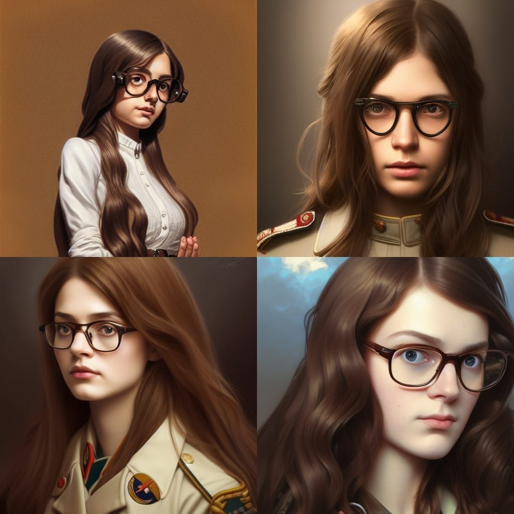 Cute Girl in Uniform Portrait, Detailed Digital Art