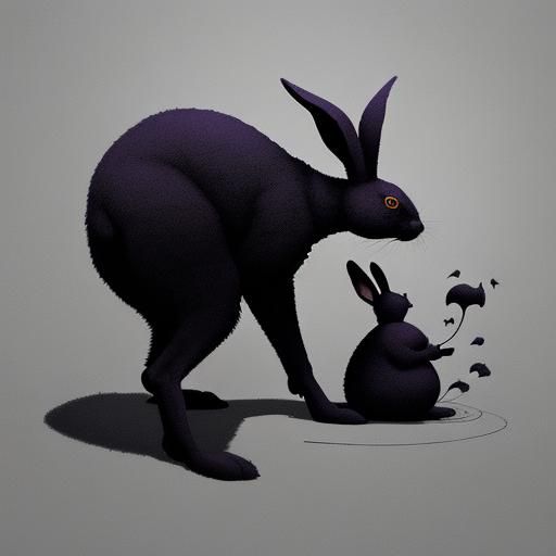 Surreal Shadow Art: Boy and Bunny in Dreamlike Style