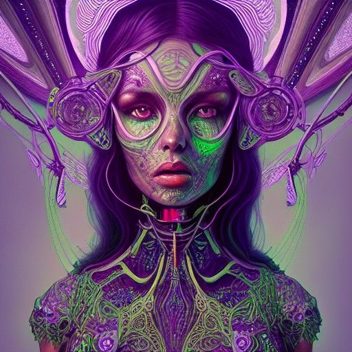 Hourglass Goddess in Psychedelic Biorobotic Dress