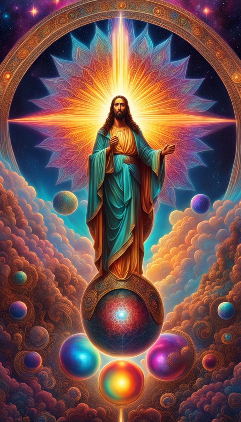 Cosmic Mystical Jesus in a Shimmering Concept Art