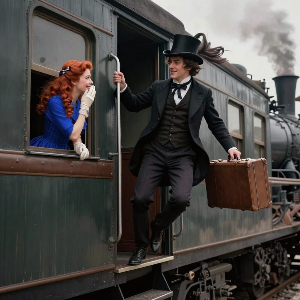Victorian Gentleman Boards Moving Train to Meet Fiance
