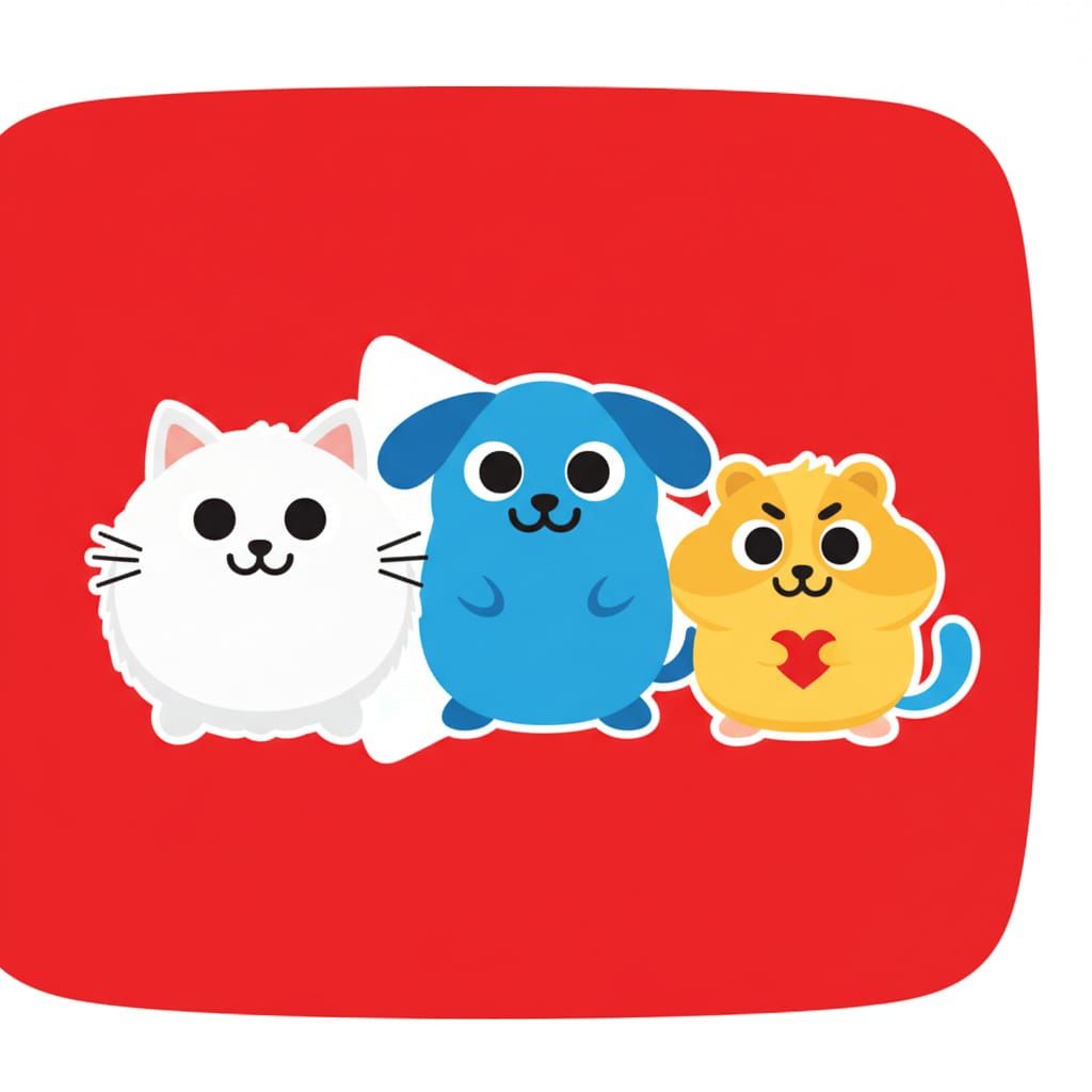 Cute Animals Smile on Red Background in YouTube 2015 Style