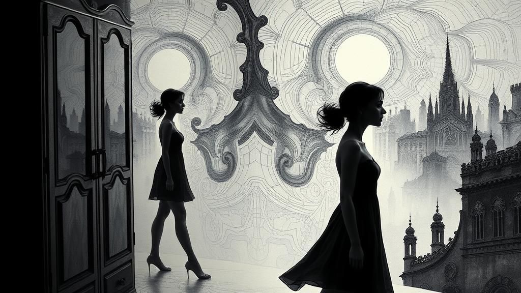 Eerie Double Reality: A Surreal Sleepwalking Dreamscape