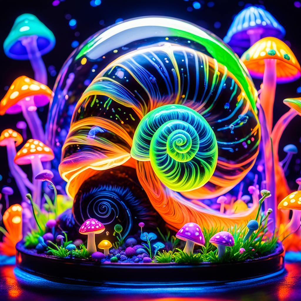 Fluorescent Snail with Miniature Fantasy World