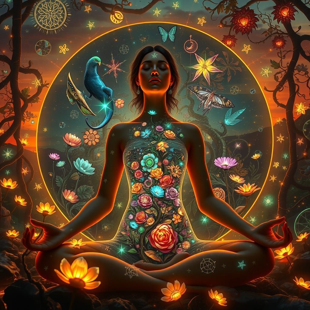 Dreamlike Goddess in Labyrinth of Light, with Whimsical Fant...