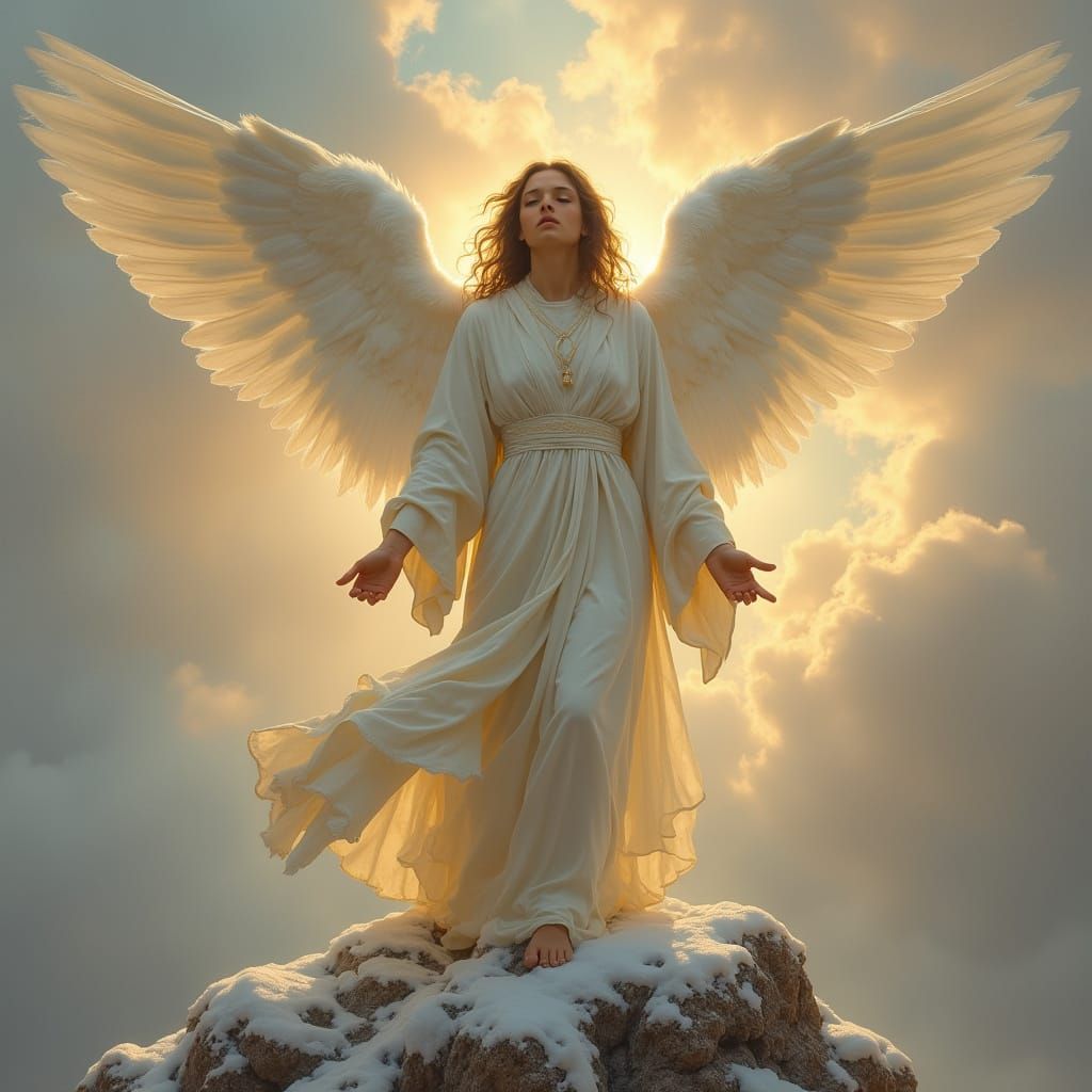 Angel on Snowy Mountain, Renaissance Style