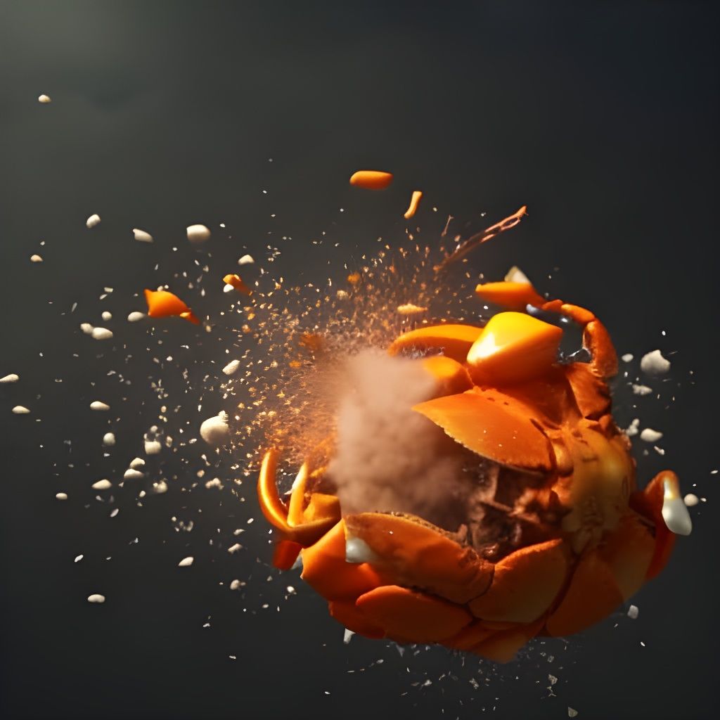 Crab Grenade Exploding: Hyperdetailed 3D Render