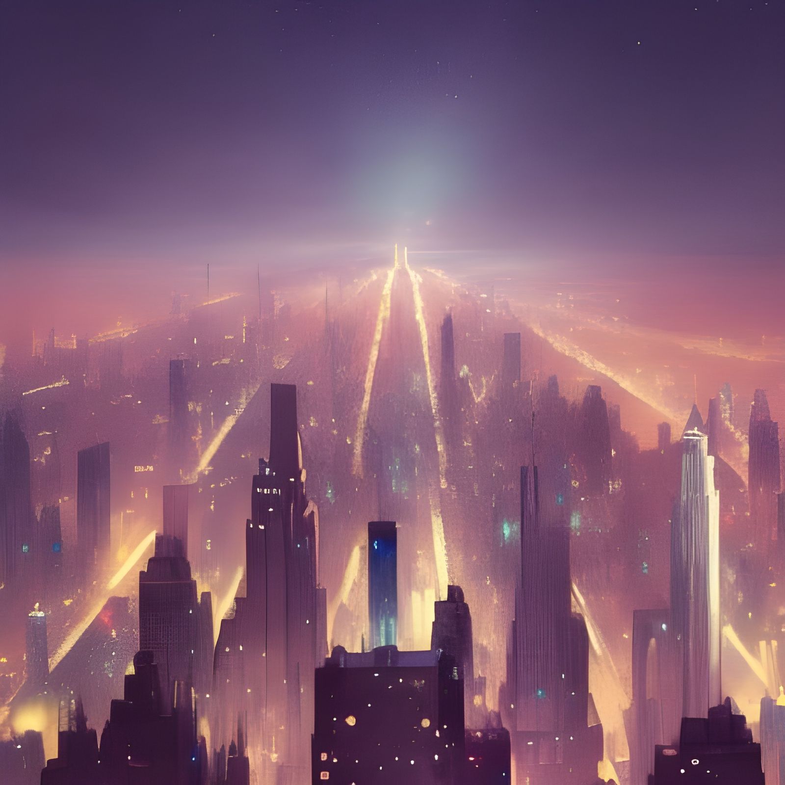 Nighttime New York City Skyline in Digital Art