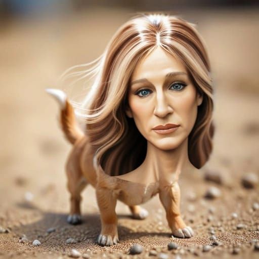 Sarah Jessica Parker head on a Chihuahua in Mars Attacks film