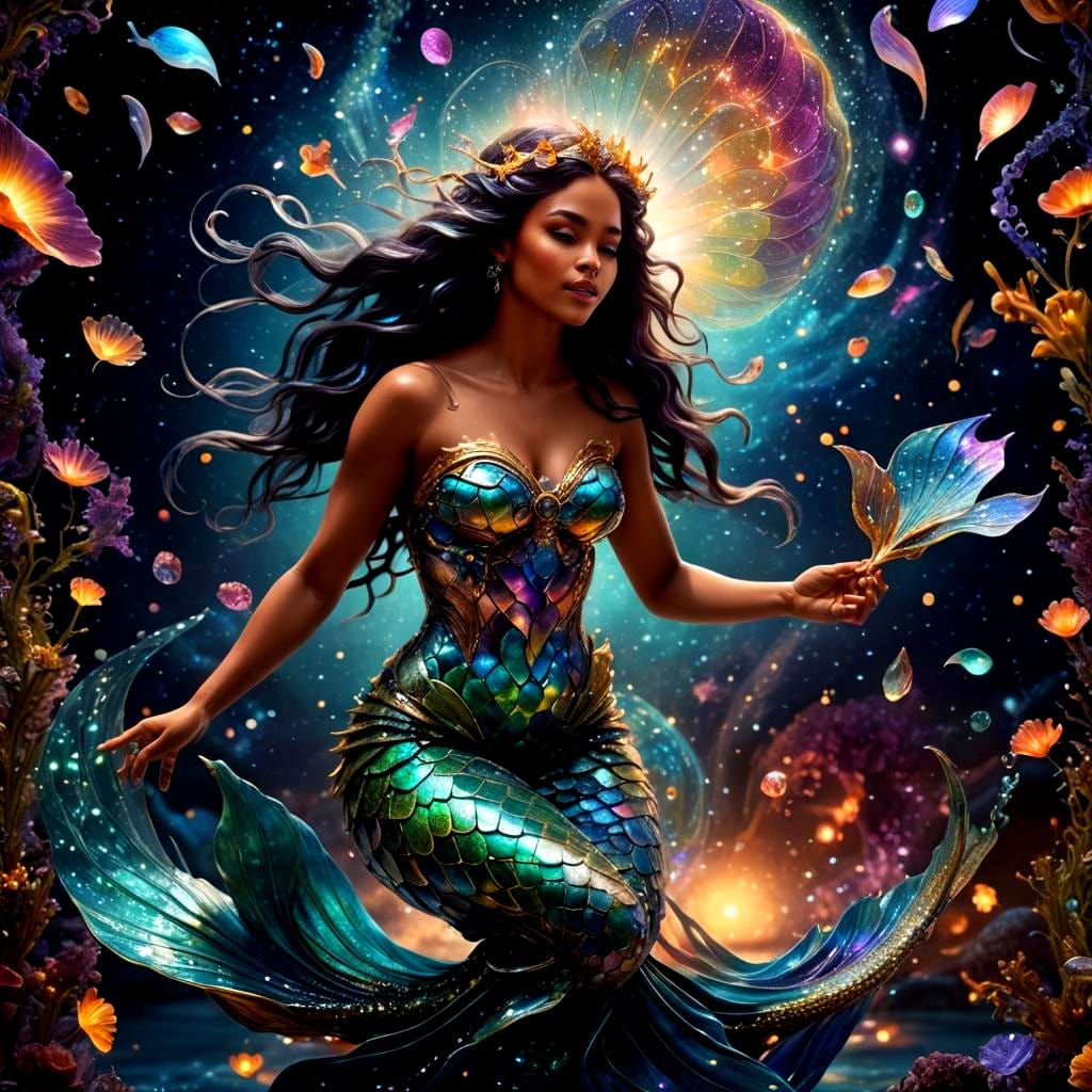 Cosmic Mermaid in Hyperrealistic 3D Render
