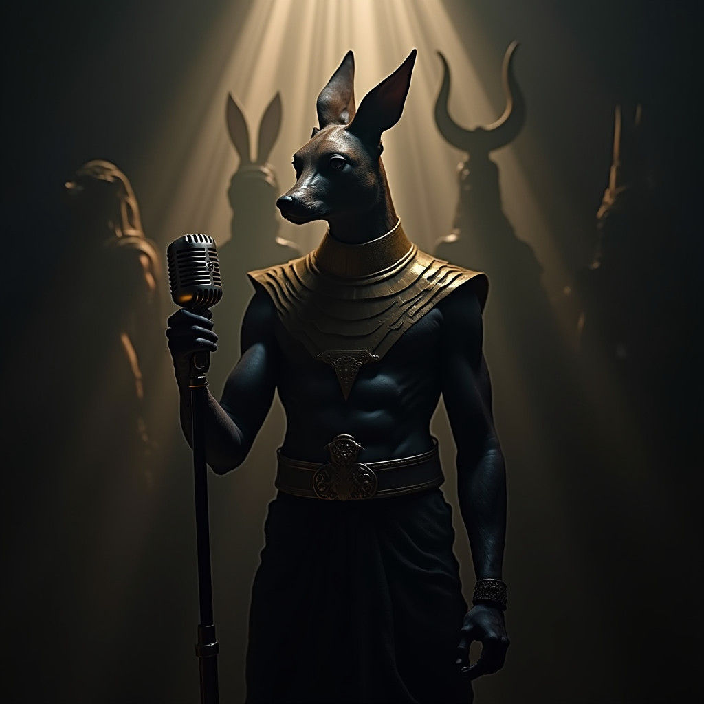 Anubis as a Rock Star in Rothko Style