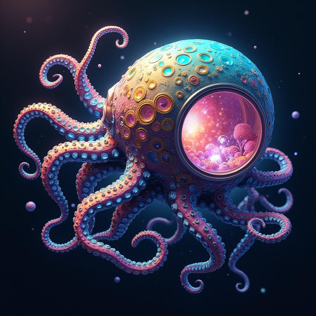 Octopus House Floating in Space: Sci-Fi Dreamscape