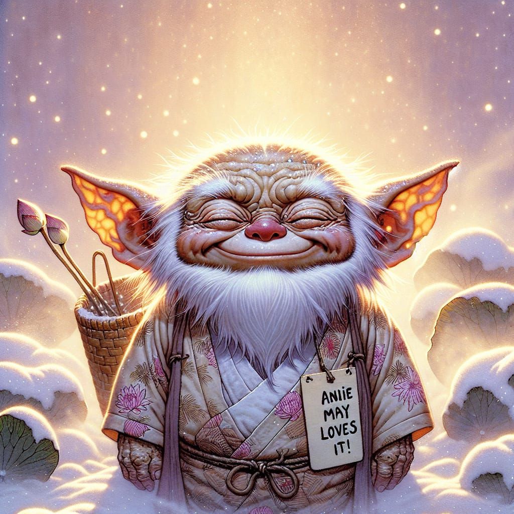 Serene Gremlin in Traditional Japanese Art Style