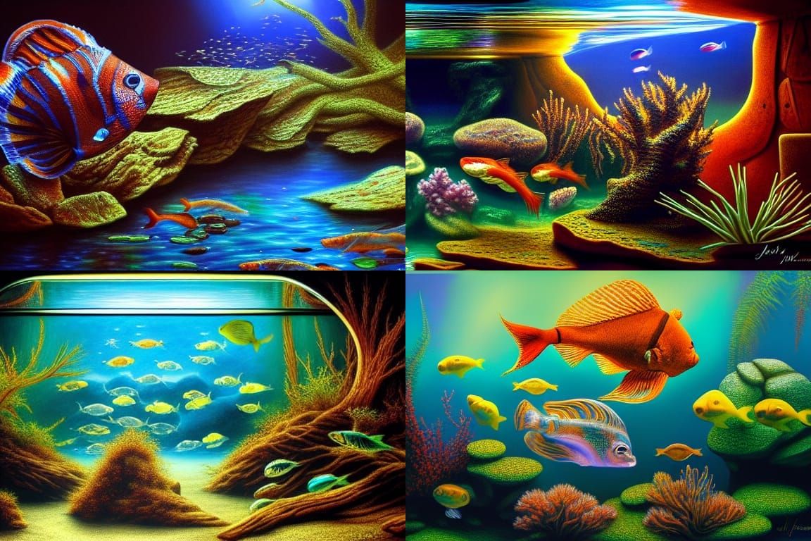 Surreal Aquarium: Intricate Oil Painting in 8K