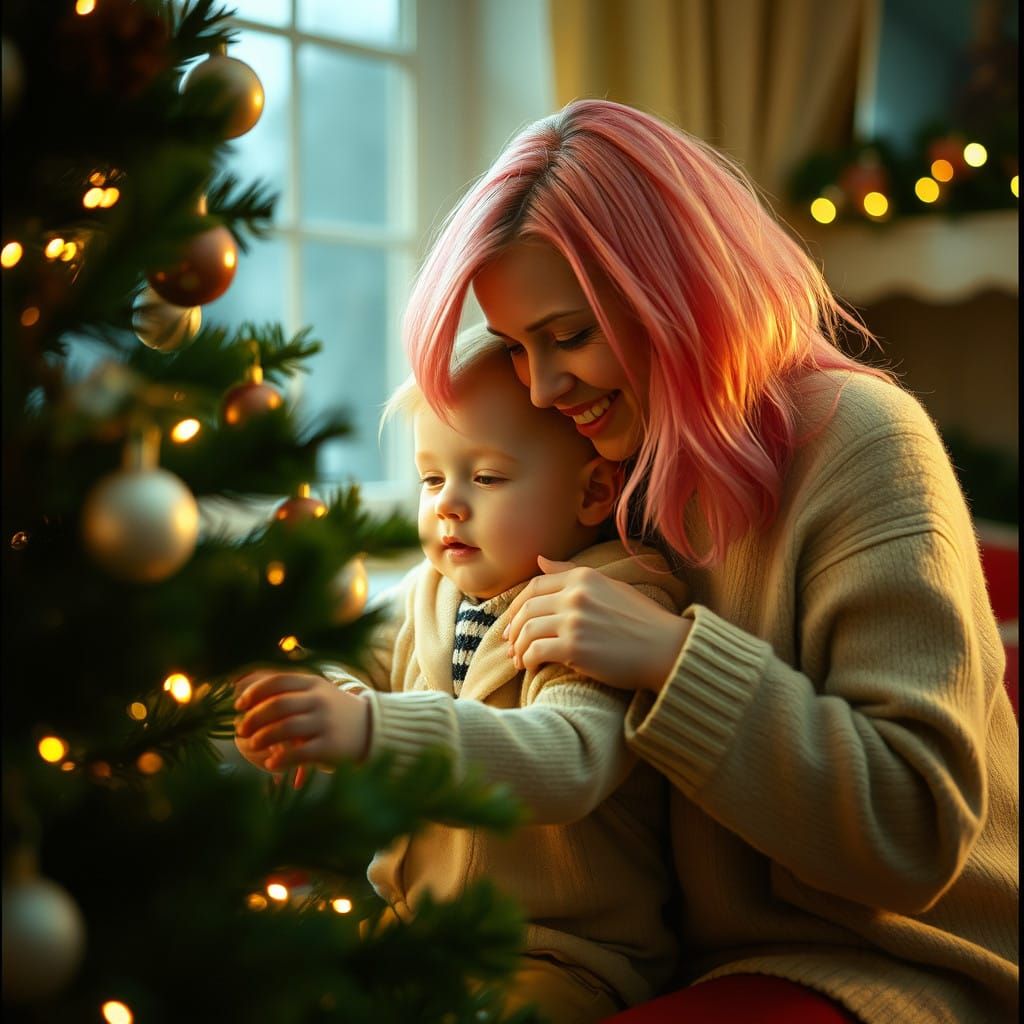 Ethereal Christmas Mother-Son Moment Captured in Cinematic S...